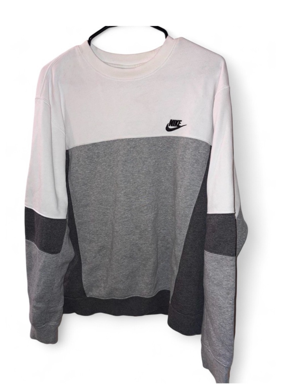 Nike Women's Crewneck Colorblock Sweatshirt - White, Light Gray, Dark Gray